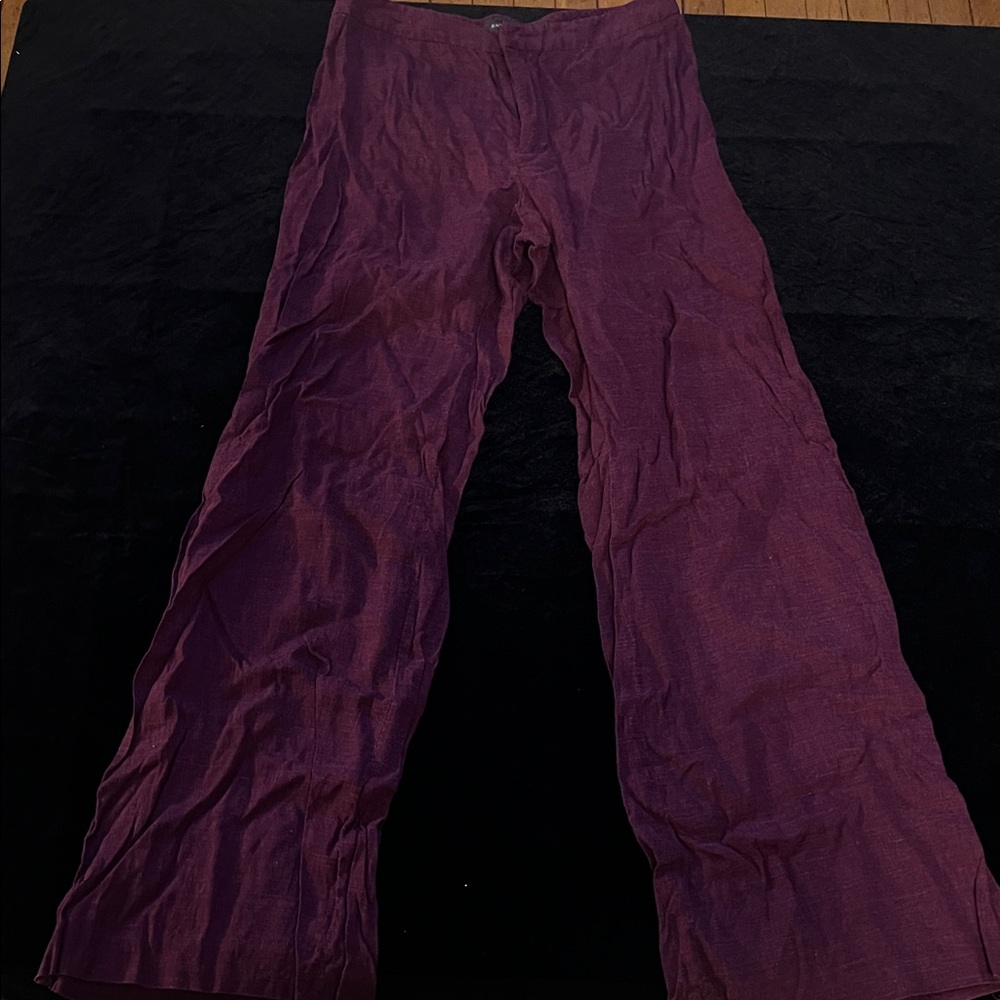Banana Republic Purple Linen Wide Leg Trousers